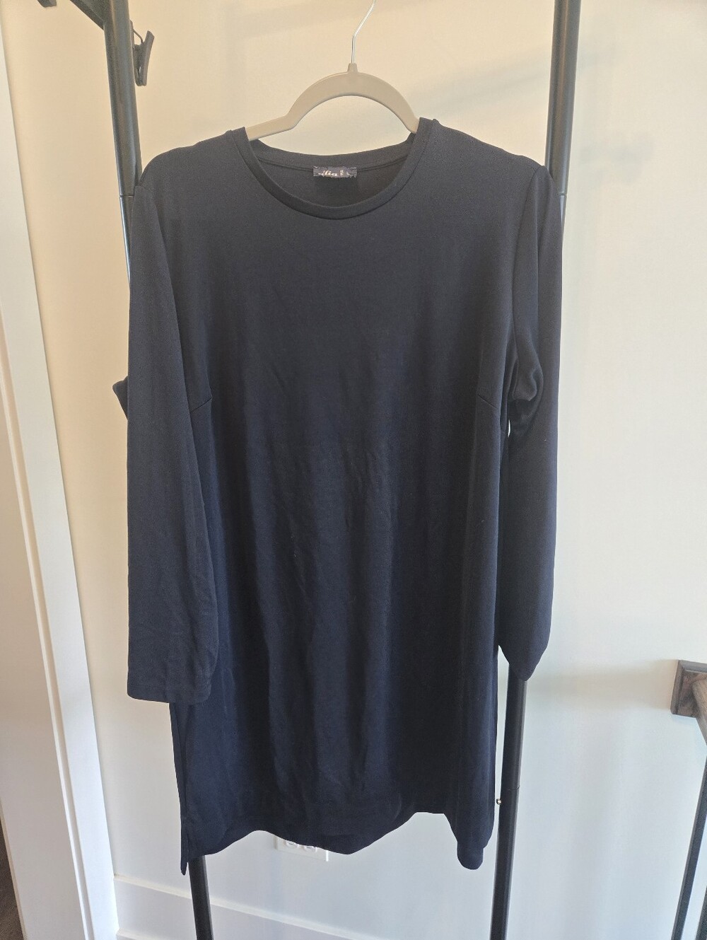 Alia Navy Blue Long Sleeve Tunic Dress Size US 8 / UK 12 Modest Casual Stretch